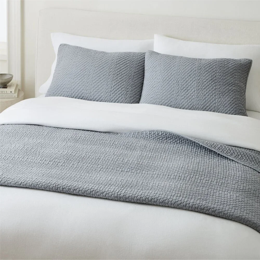 2 west elm organic matelasse mosa standard sham pillow case 100% organic cotton